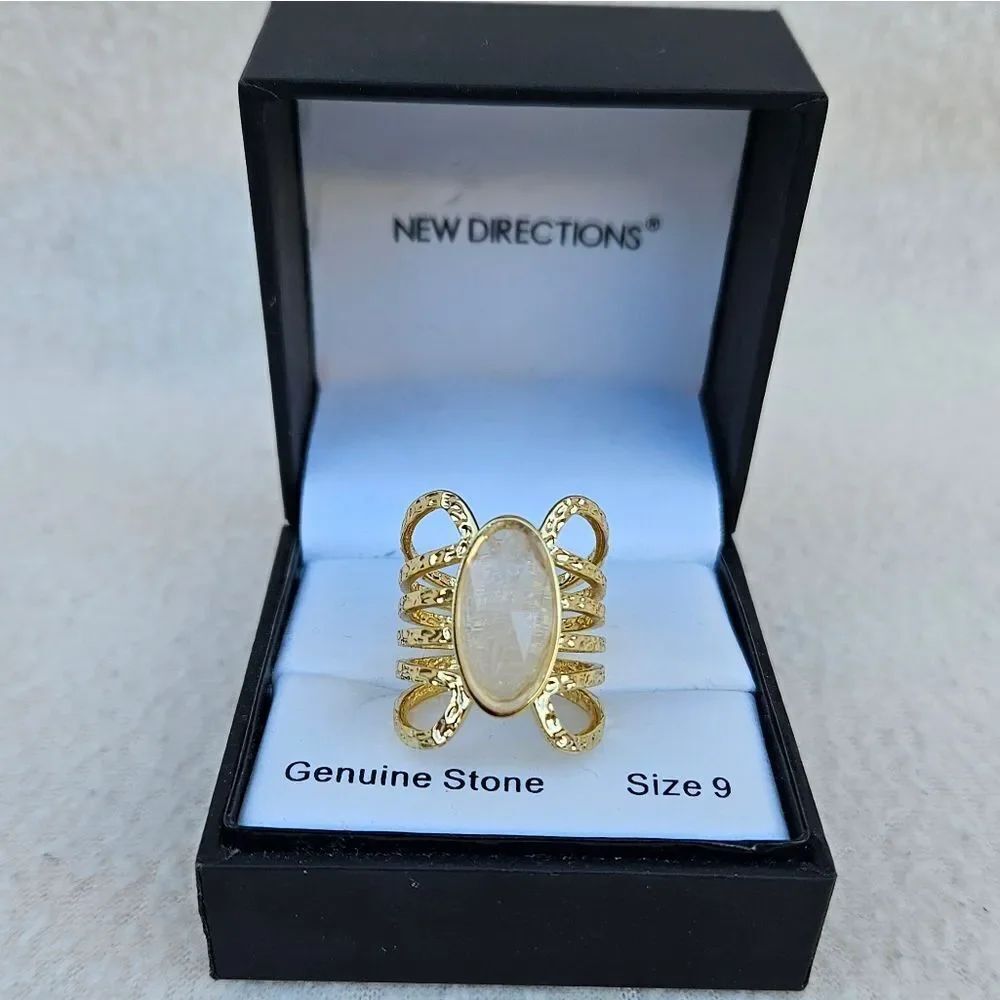 New Directions Gold Tone Ring with Genuine Stone